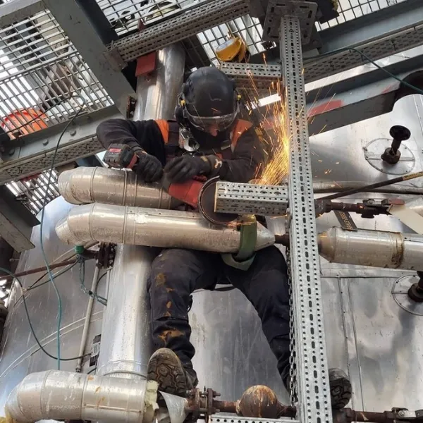 Anthony Rei Curtis of Groundbase Solutions Welding Pipe