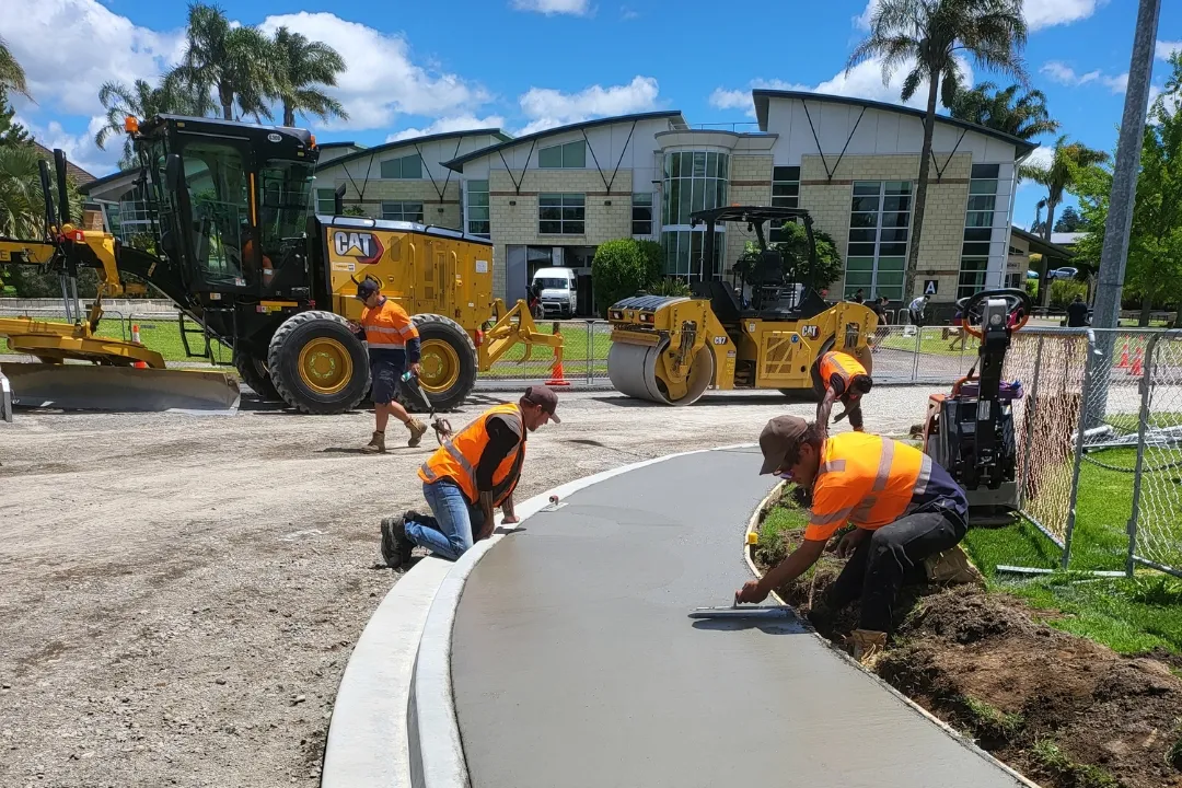 Groundbase Solutions Ltd in Rotorua Paving a Footpath for the Local Council