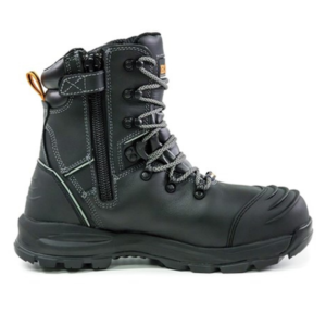 Bison XT High Leg Zip Side Lace Up Safety Boot Black