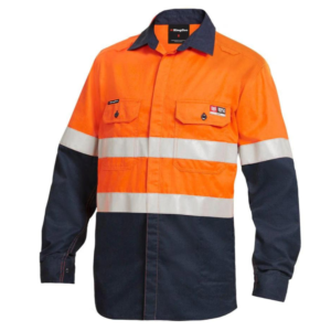 King Gee Workcool Shield Tec Fr HI VIS 2 Tone Taped Shirt